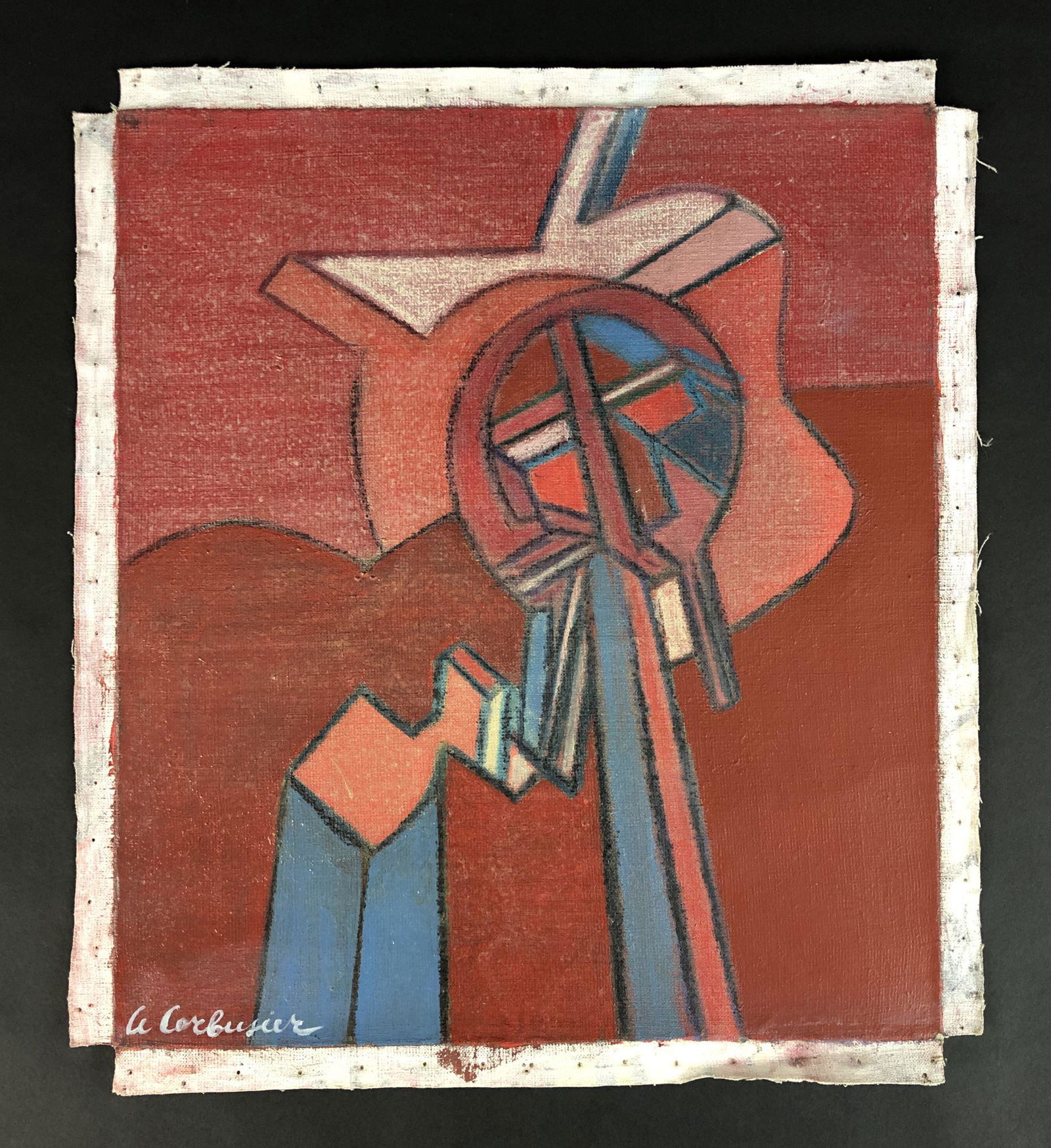 Charles-Edouard "Le Corbusier" Jeanneret (French,: This lot consists of a gouache illustration on paper, with a handwritten inscription at lower left corner which reads, "Le Corbusier". Done in the modern Cubist art style of Charles-Edouard Jeanneret