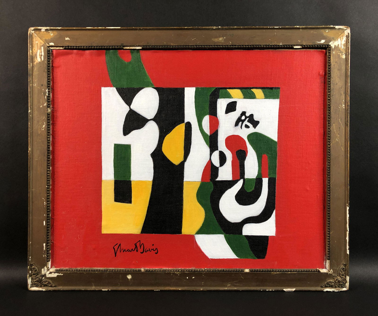 Stuart Davis: Oil on canvas mounted to board PROVENANCE: Private Collection DIMENSIONS: Overall framed dimensions measure approximately 18.5" x 22.5" / Image sight measures approximately 15.5" x 19.5" Our June 6th