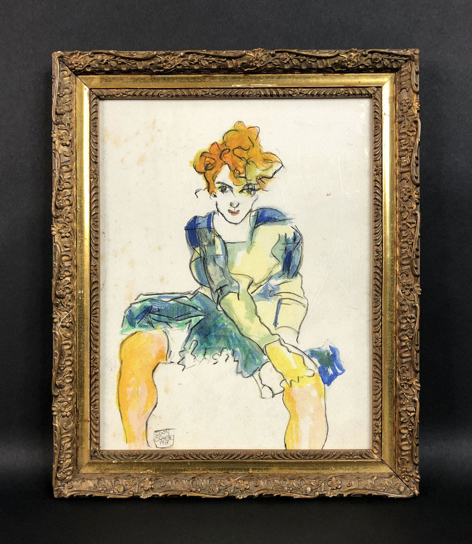 Egon Schiele (1890-1918) - Mixed Media on Paper (1 of 7)