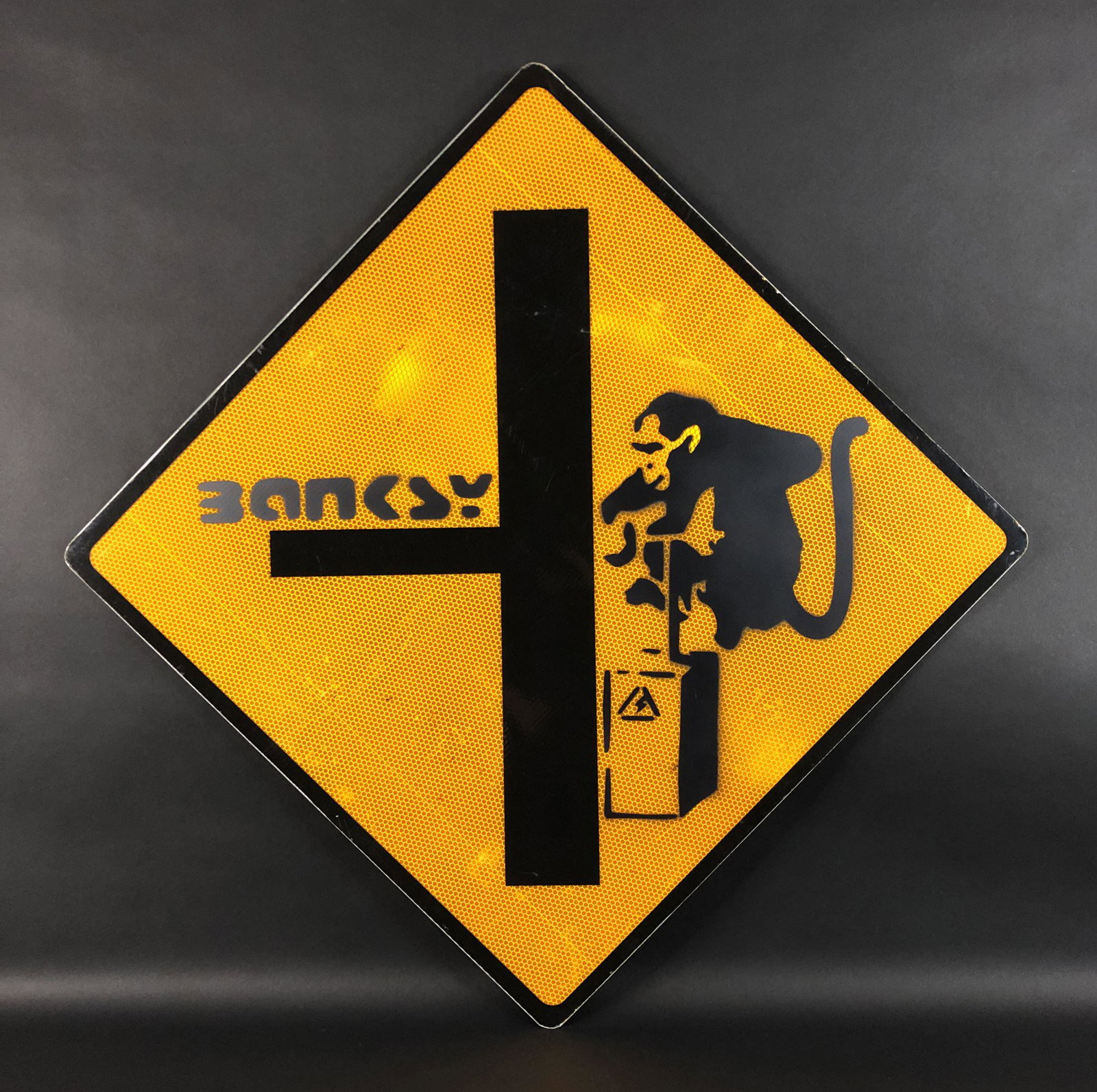 Banksy (British, 1974-) - Aerosol Stencil on Metal Sign (1 of 5)