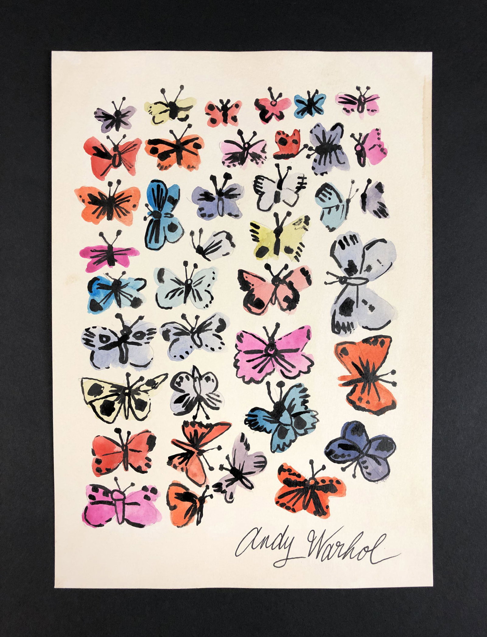 Andy Warhol (American, 1928-1987) - Mixed Media: This lot consists of an ink and watercolor illustration on paper, done in the Pop Art style of Andy Warhol (American, 1928-1987). "Andy Warhol" is inscribed in ink at bottom right. This modern art ima