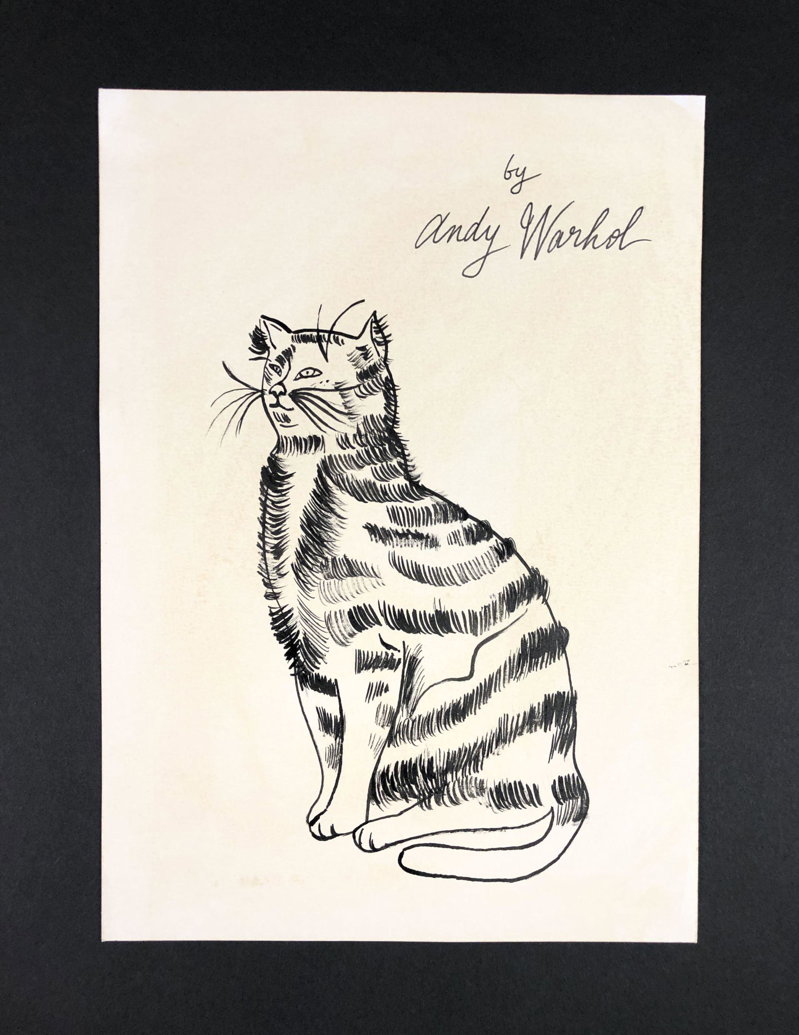 Andy Warhol (American, 1928-1987) - Ink Illustration on: This lot consists of an ink illustration on paper, done in the Pop Art style of Andy Warhol (American, 1928-1987). "by Andy Warhol" is inscribed with ink at top right corner. This modern image depicts