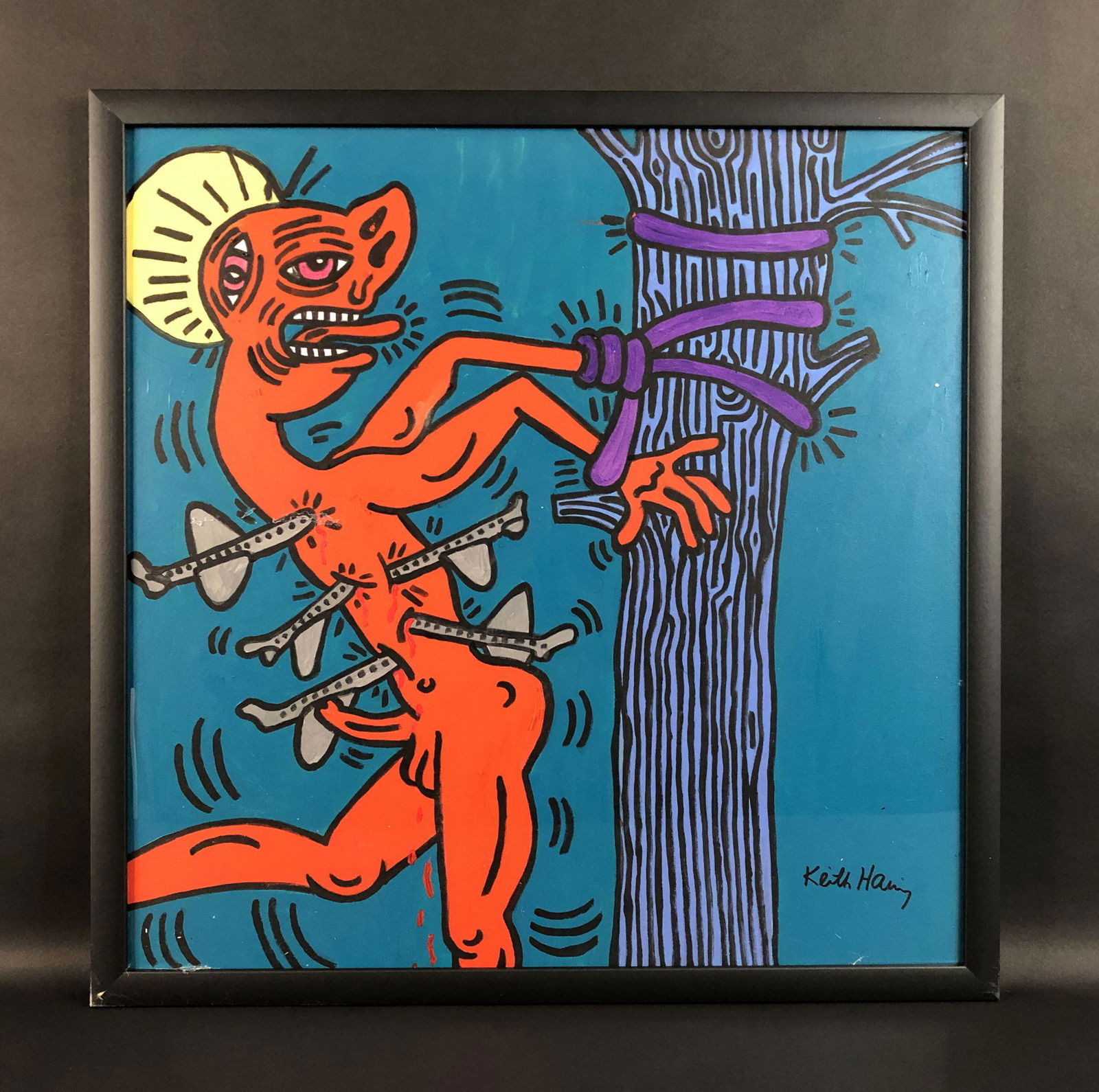 Keith Haring (1958 - 1990) -- Acrylic Painting (1 of 9)