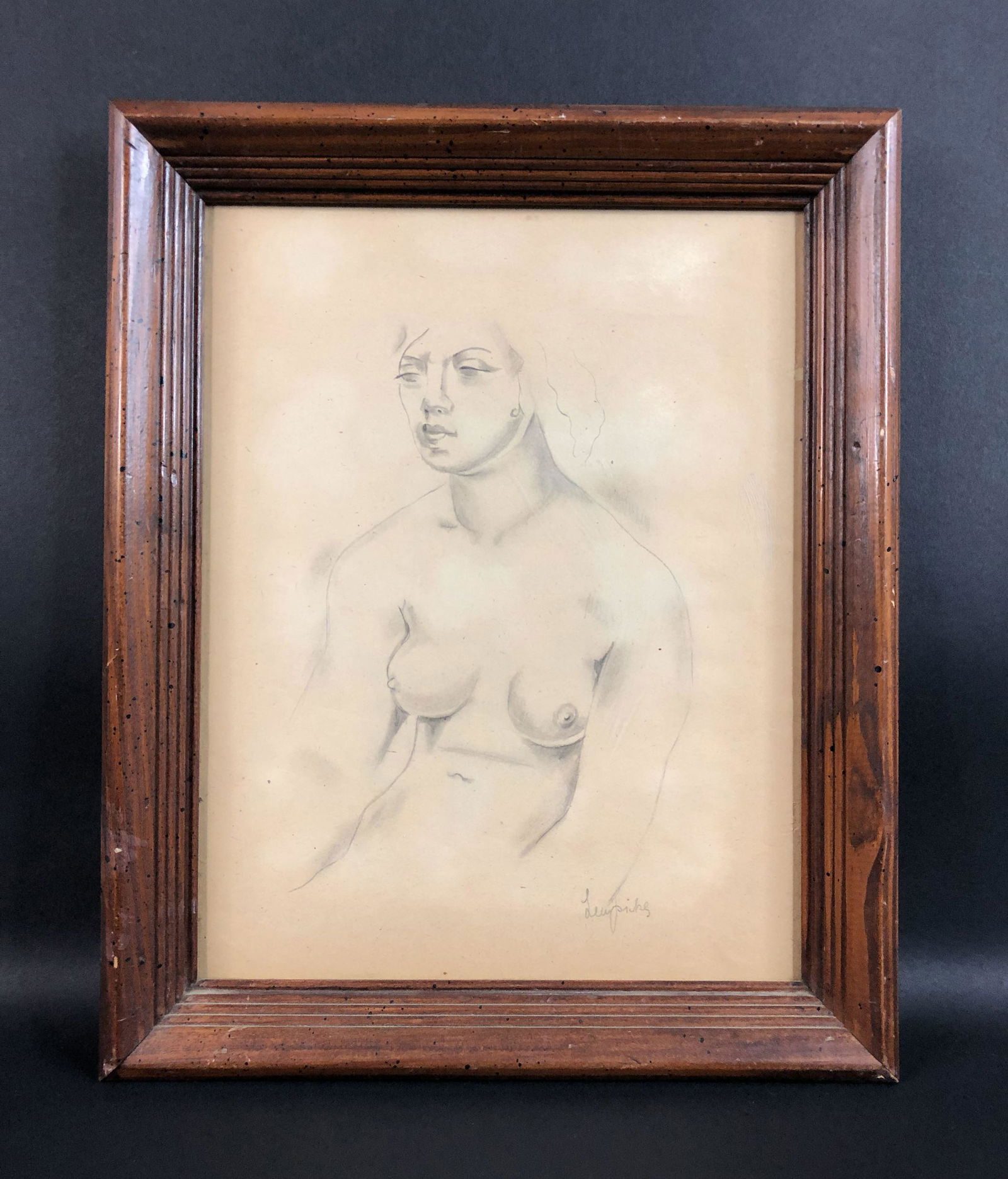 Tamara de Lempicka (Polish, 1898-1980) - Graphite on: This lot consists of a graphite illustration on paper, executed in the modern style of Art Deco artist Tamara de Lempicka (Polish, 1898-1980). "Lempicka" is handwritten in graphite at lower left. The