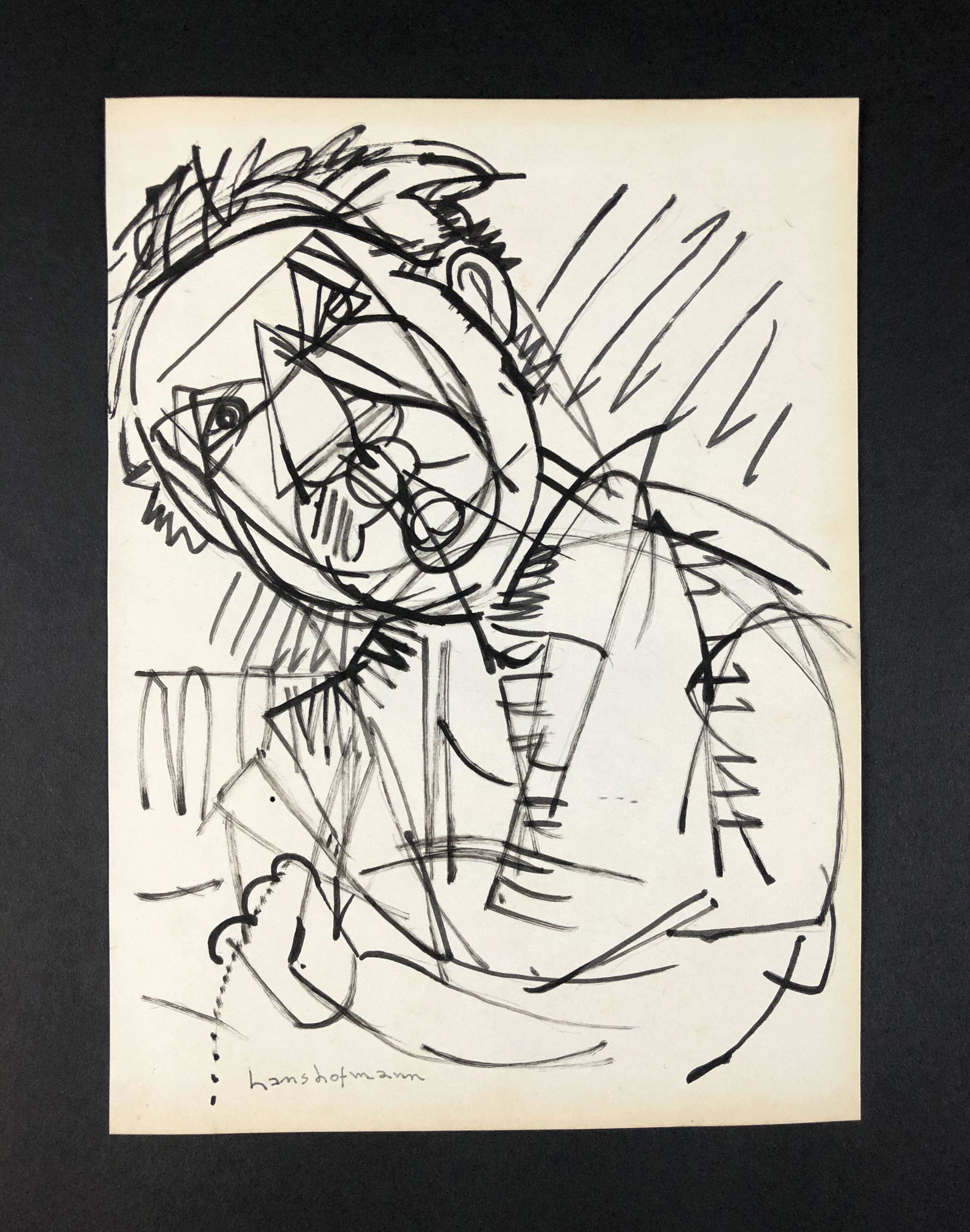 Hans Hofmann (German-American, 1880-1966) - Ink on: This lot consists of an ink illustration on paper, done in the abstract expressionist style of Hans Hofmann (German-American, 1880-1966). A handwritten inscription at lower left reads "Hans Hofmann".