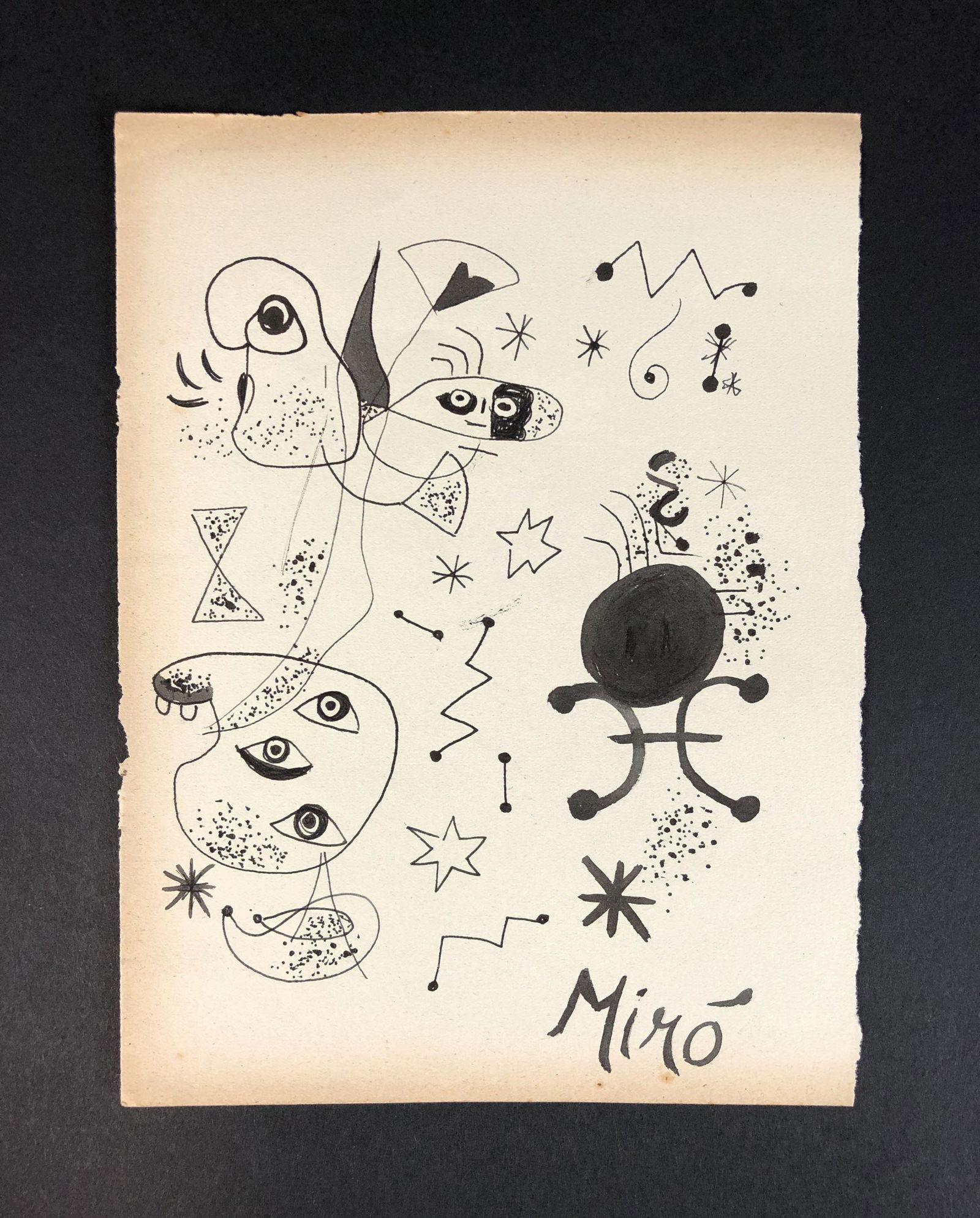 Joan Miro (Spanish, 1893-1983) - Ink on Paper (1 of 5)