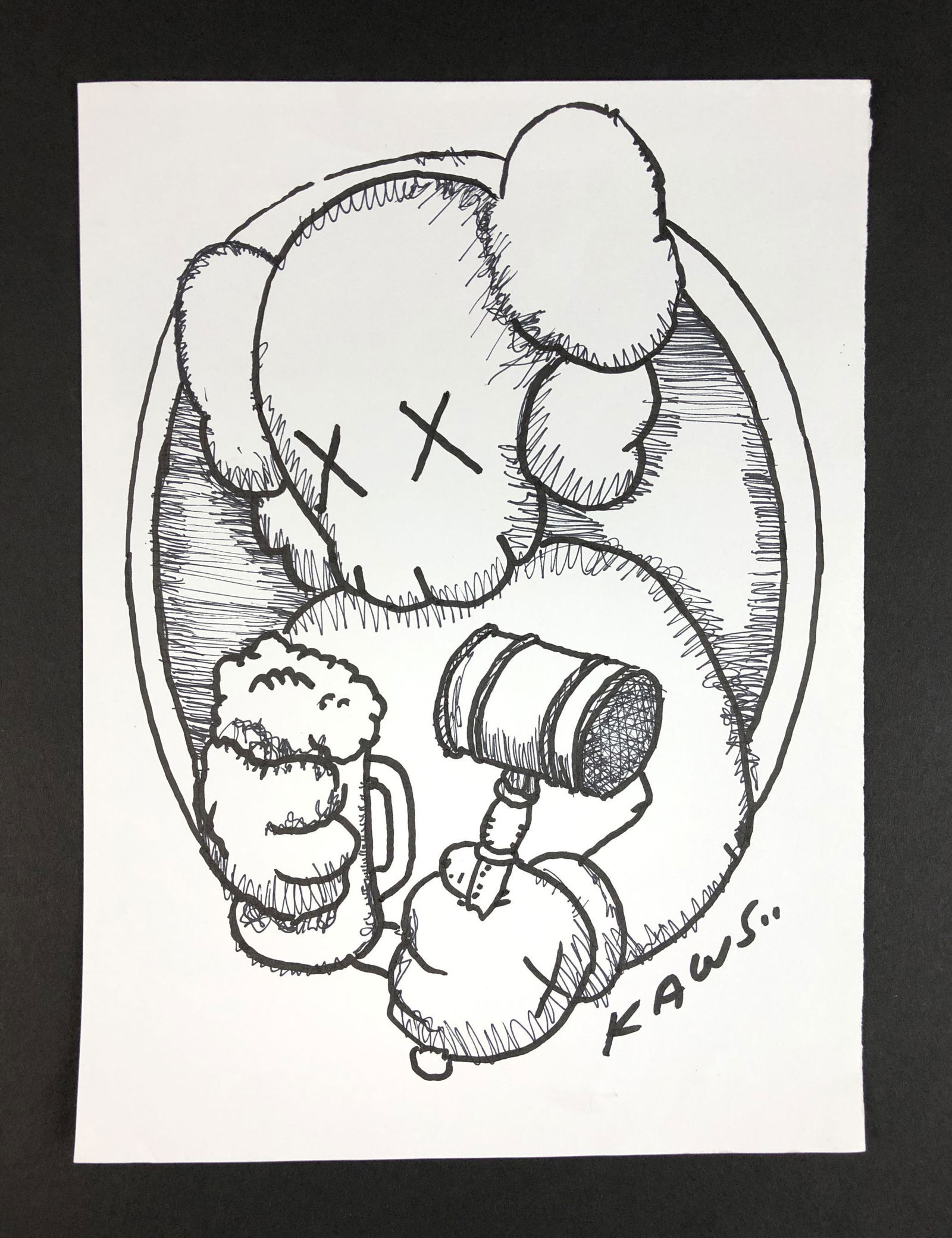 Brian "Kaws" Donnelly (1974 - ) - Mixed Media Drawing (1 of 4)