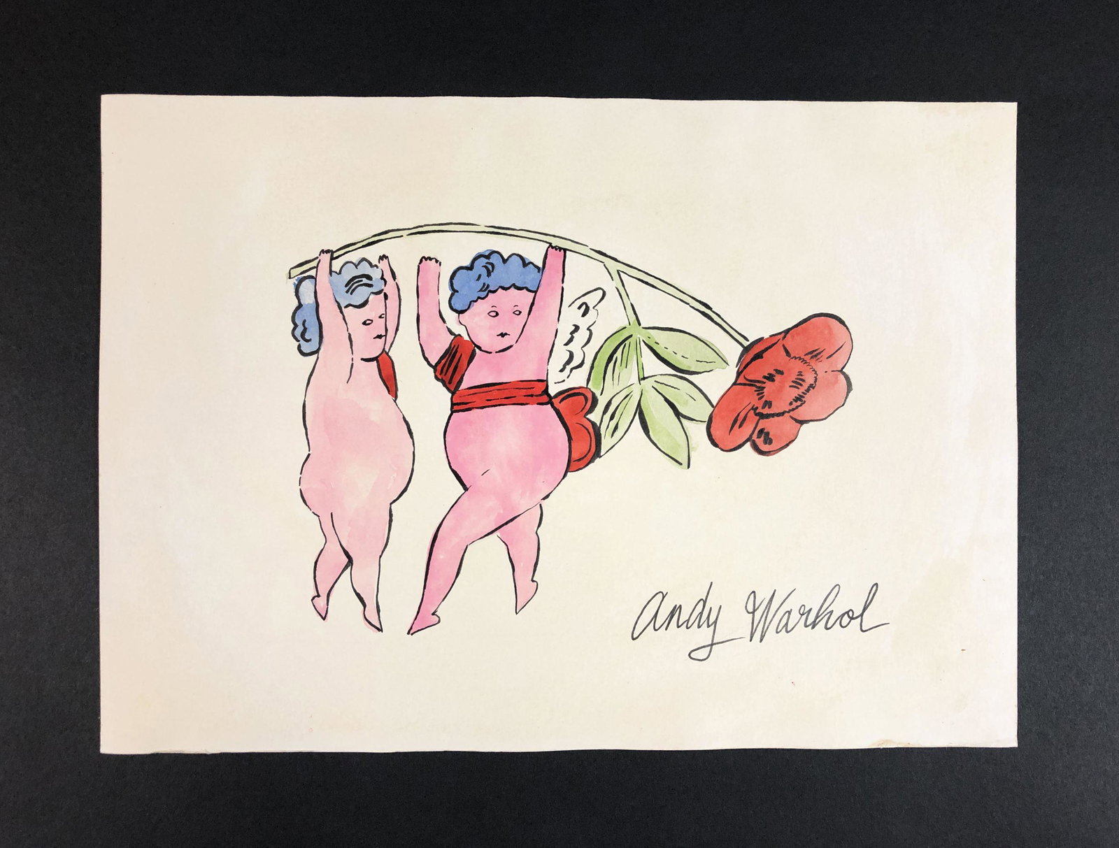 Andy Warhol (American, 1928-1987) - Mixed Media on: This lot consists of a mixed media illustration on paper, done in the Pop Art style of Andy Warhol (American, 1928-1987). "Andy Warhol" is inscribed with ink at lower right.This modern image depicts t