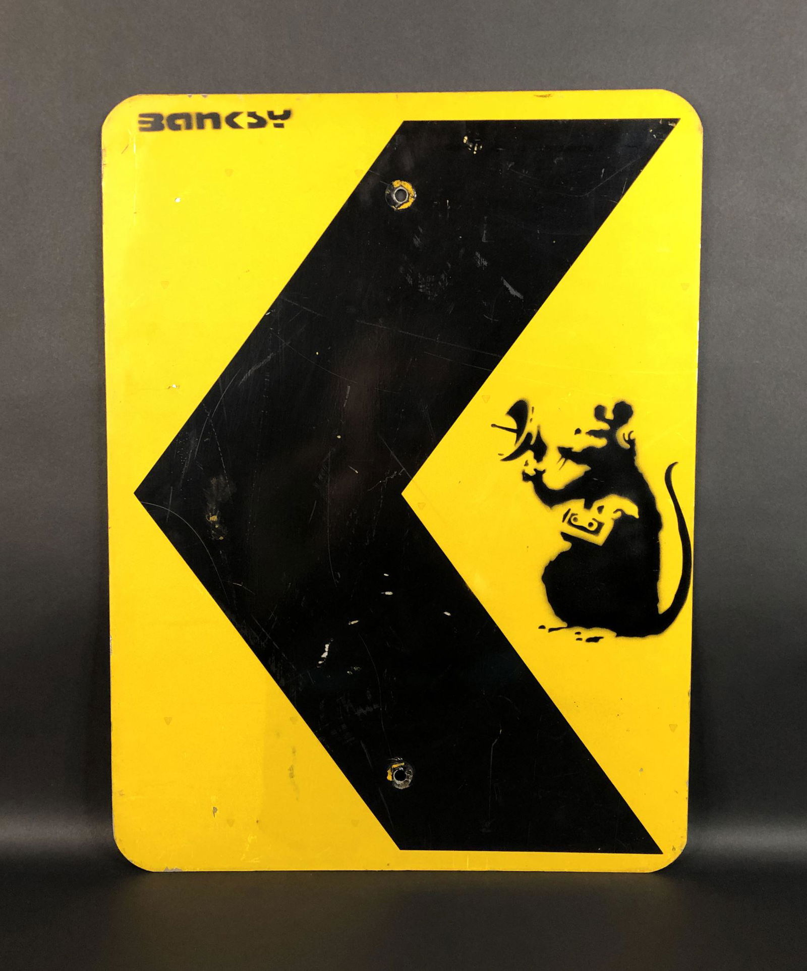 Banksy (British, 1974-) - Aerosol Stencil on Metal Sign (1 of 6)