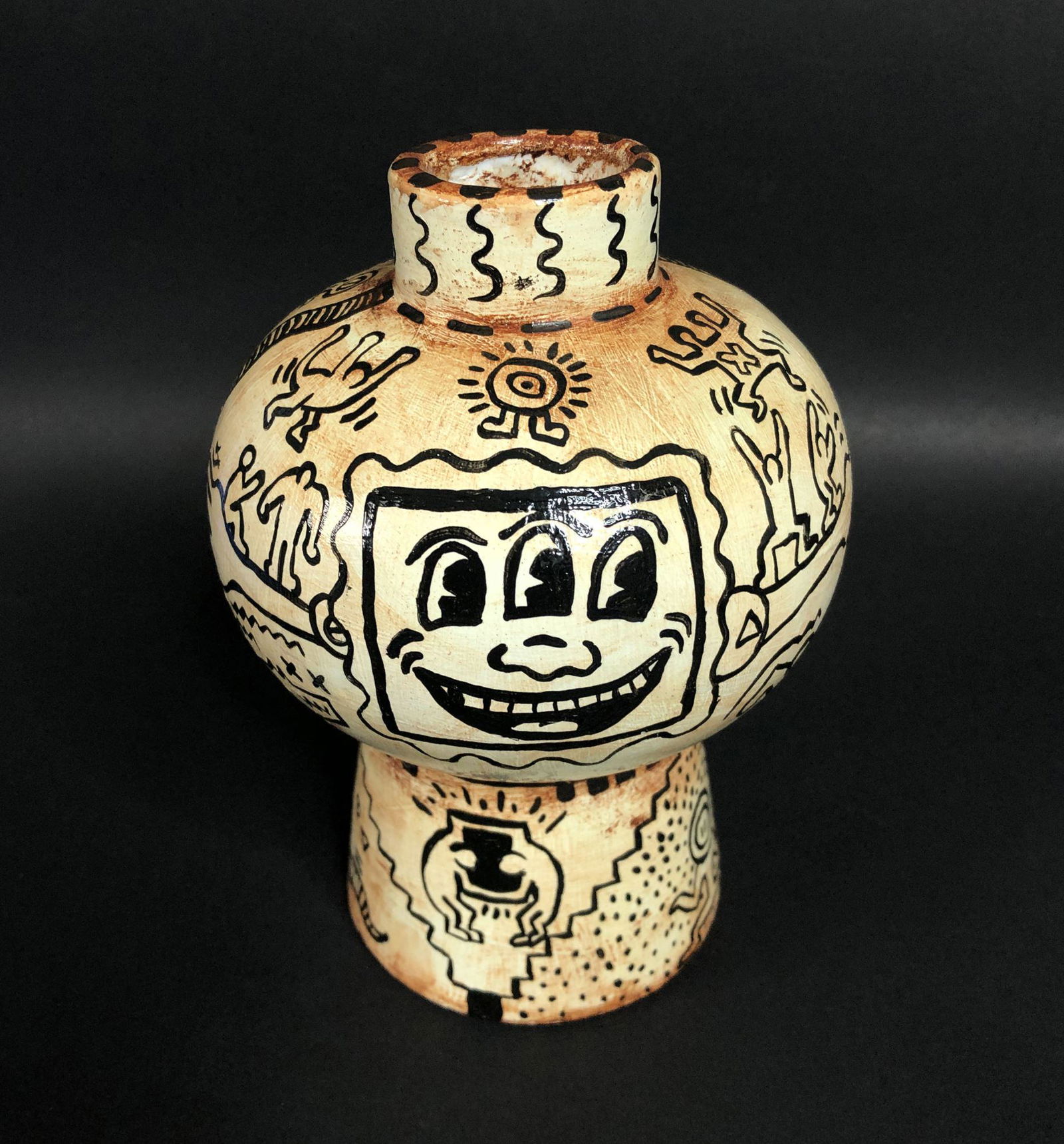 Keith Haring (American,1958 -1990) - Hand-Painted Vase (1 of 9)
