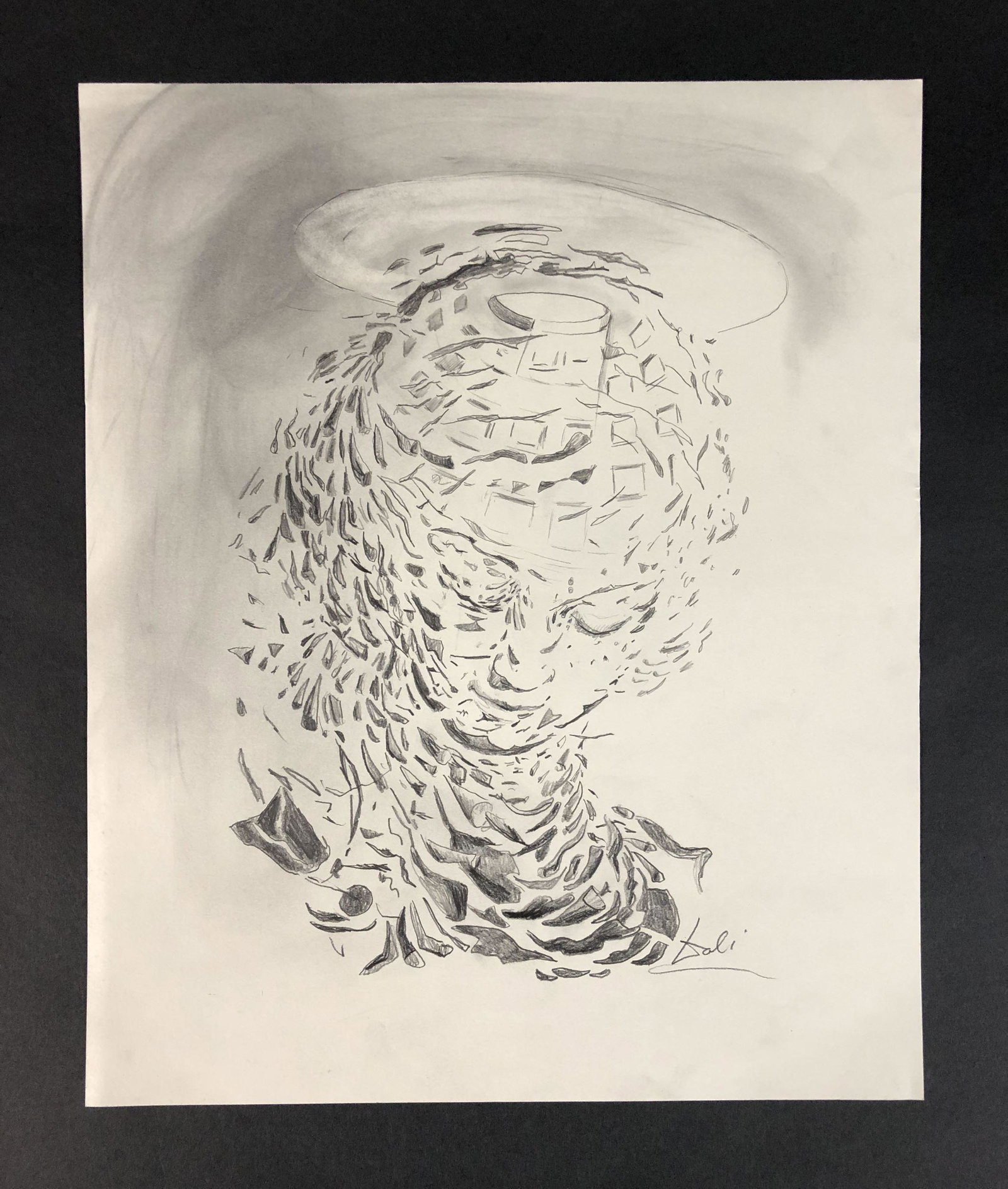 Salvador Dali (Spanish, 1904-1989) - Graphite on Paper: This lot consists of an unframed graphite illustration on paper, done in the surrealist style of Salvador Dali (Spanish, 1904-1989). This rich image depicts a fragmented, angelic figure. A striking ad