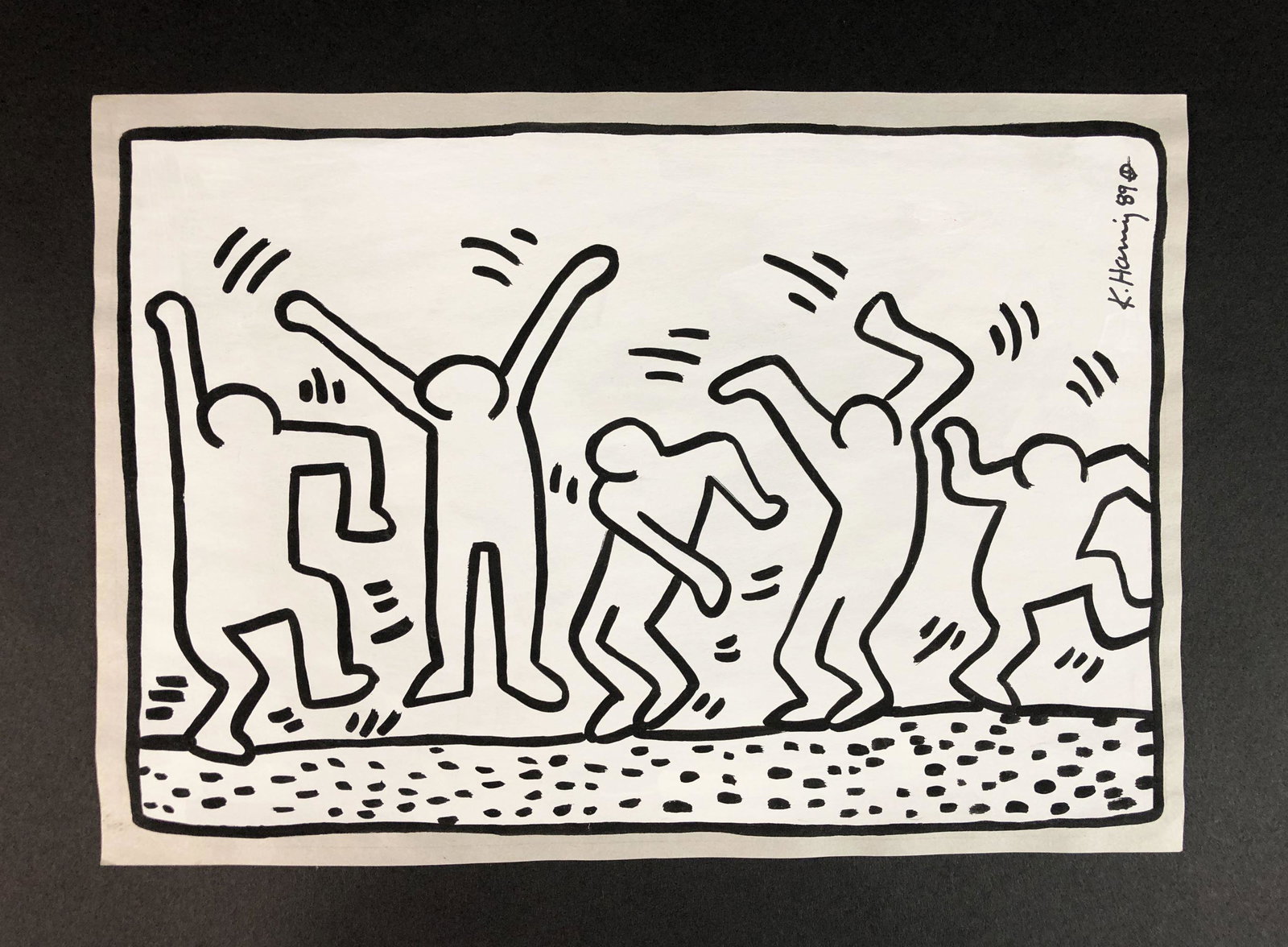 Keith Haring (American,1958 -1990) - Mixed Media on (1 of 5)