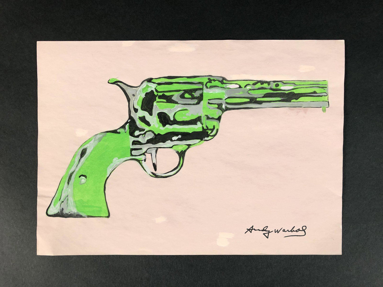 Andy Warhol (American, 1928-1987) - Mixed Media on: This lot consists of an ink and watercolor illustration on paper, done in the Pop Art style of Andy Warhol (American, 1928-1987). There's a hand written inscription in ink at bottom right. This modern