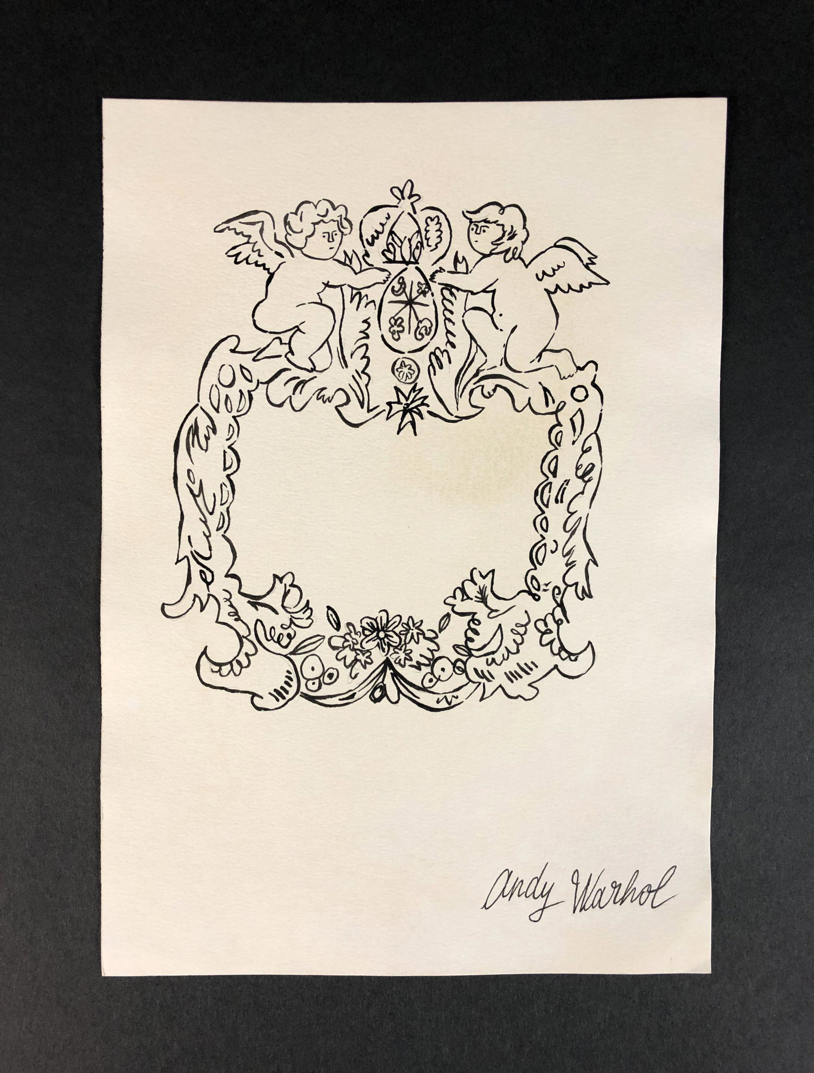 Andy Warhol (American, 1928-1987) - Ink Illustration on: This lot consists of an ink illustration on paper, done in the Pop Art style of Andy Warhol (American, 1928-1987). "Andy Warhol" is inscribed in ink at bottom right. This modern art image depicts a sc