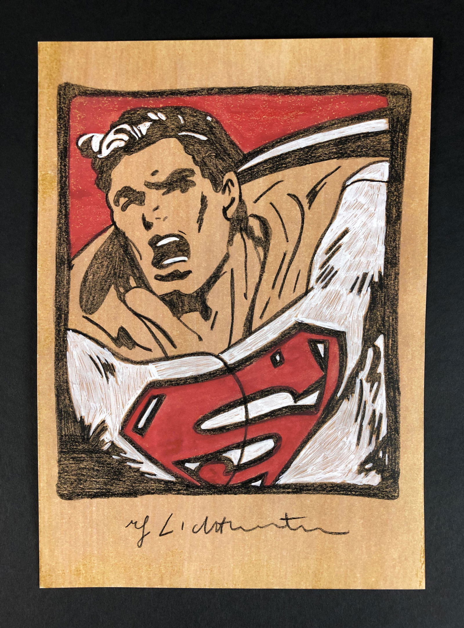 Roy Lichtenstein (American, 1923-1997) - Mixed Media on: This lot consists of a colored pencil and gouache on paper, executed in the pop art style of modern artist Roy Lichtenstein (American, 1923-1997). "Roy Lichtenstein" is hand written at bottom. Image d