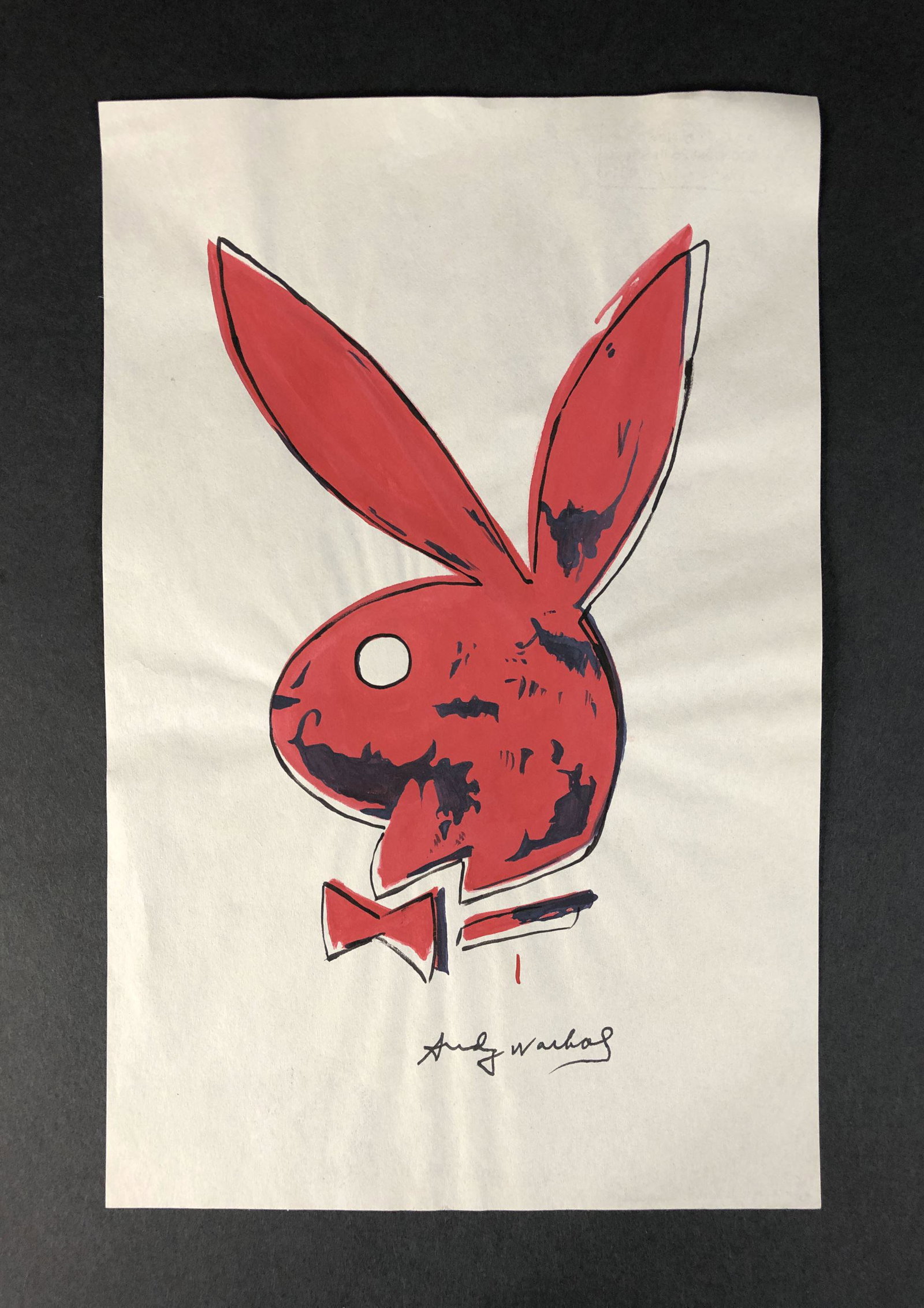Andy Warhol (American, 1928-1987) - Mixed Media on: This lot consists of an unframed ink and watercolor illustration on paper, done in the Pop Art style of Andy Warhol (American, 1928-1987). "Andy Warhol" is inscribed in ink at bottom. This modern art 