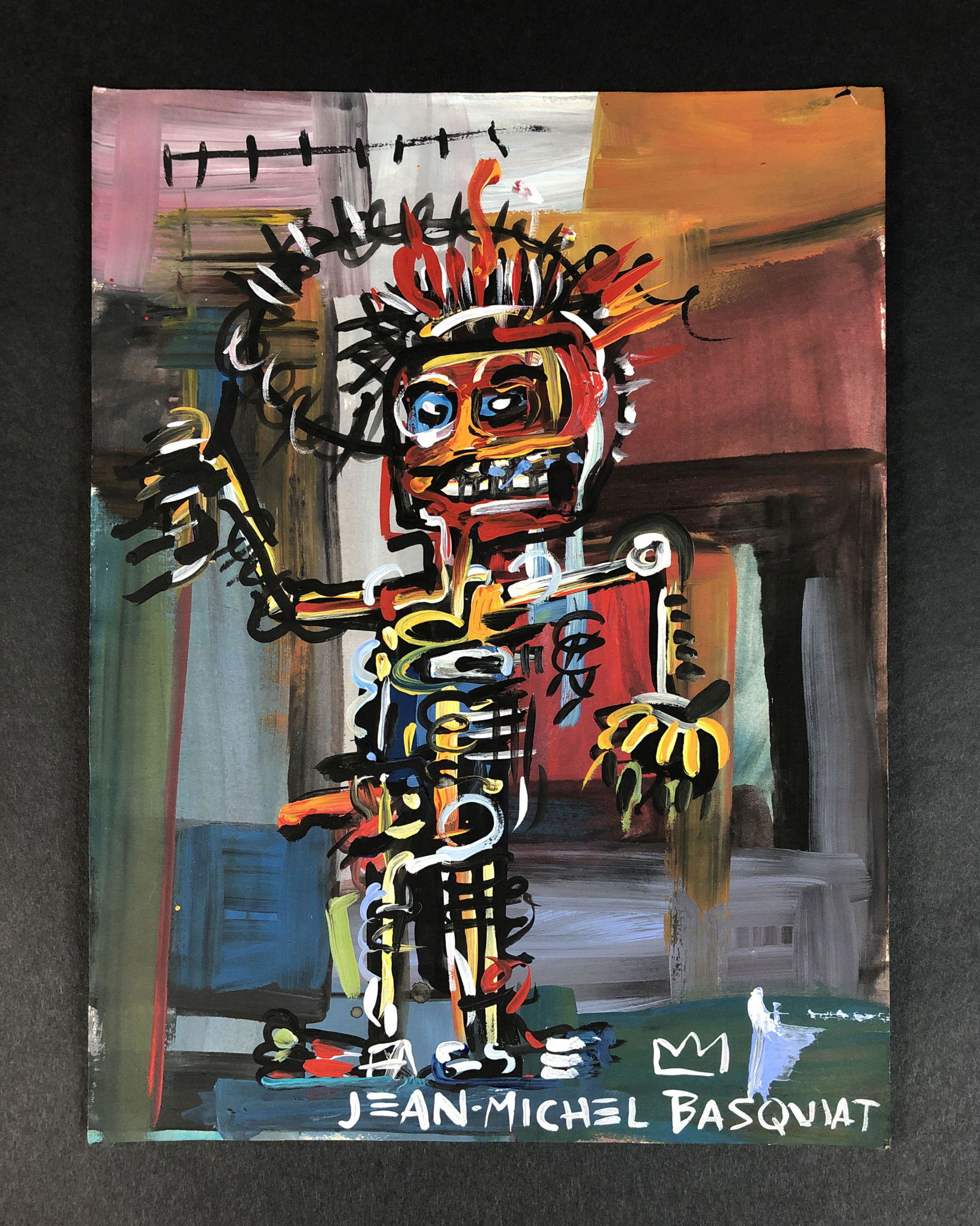 Jean Michel Basquiat (American, 1960-1988) - Acrylic on (1 of 6)