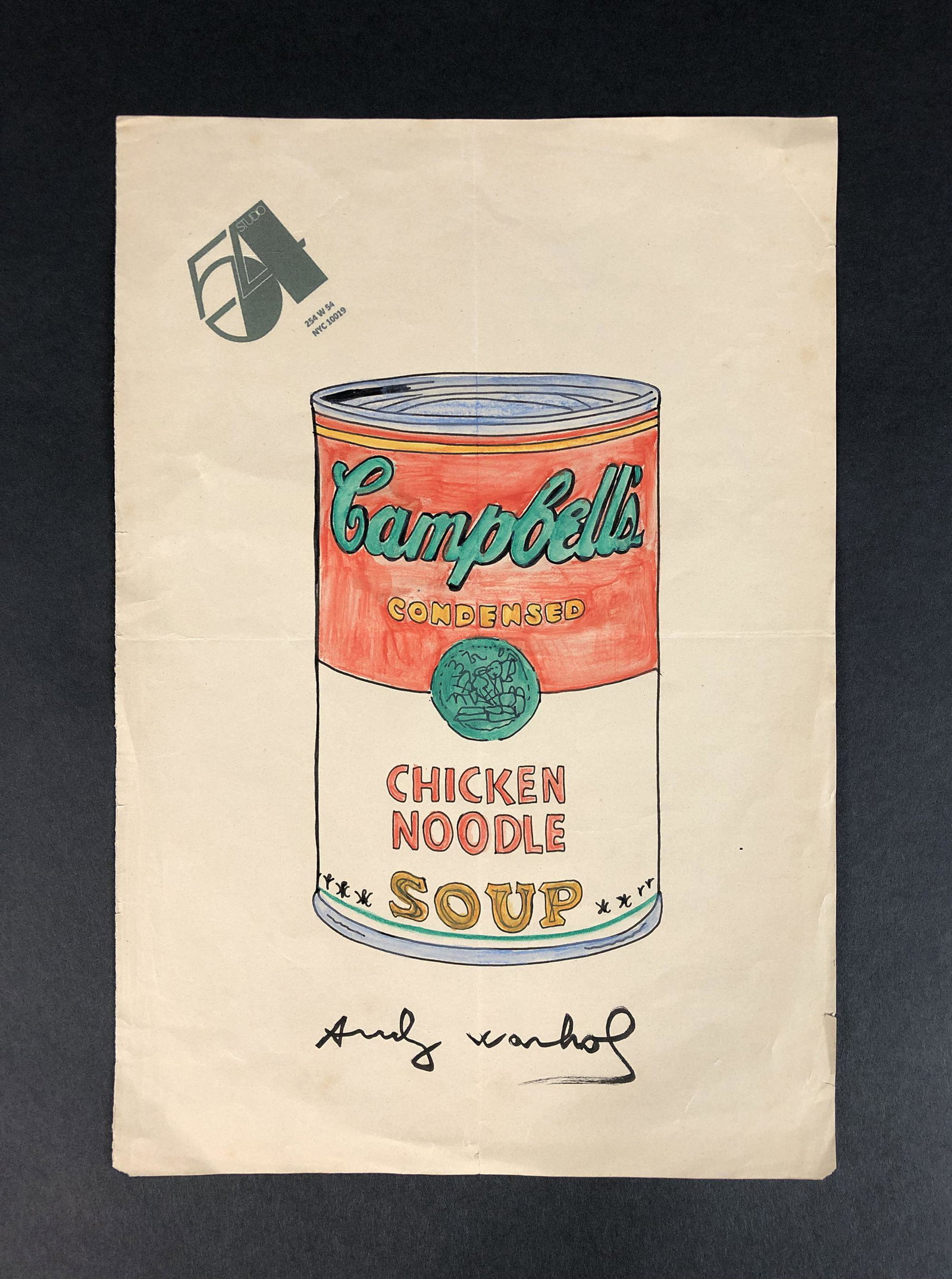Andy Warhol (1928-1987) - Style of - Mixed Media: This lot consists of an unframed ink and watercolor illustration on paper, done in the Pop Art style of modern artist Andy Warhol (American, 1928-1987). "Andy Warhol" is hand painted at bottom of comp