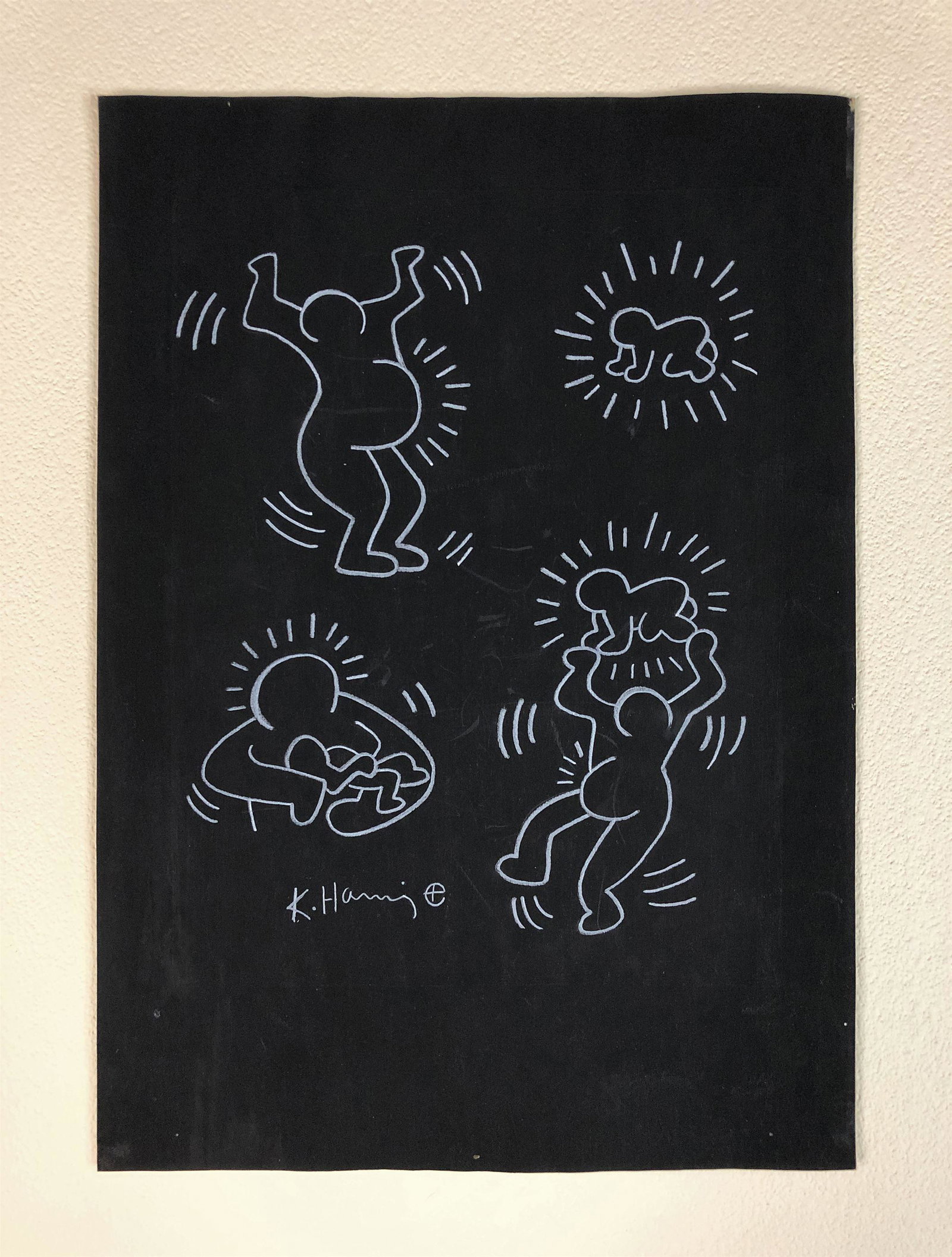 Keith Haring (1958 -1990) - Style of - Colored Pencil: This lot consists of an unframed colored pencil illustration on paper. This simple yet powerful depiction is executed in the contemporary street art style of pop artist Keith Haring (American, 1958-19