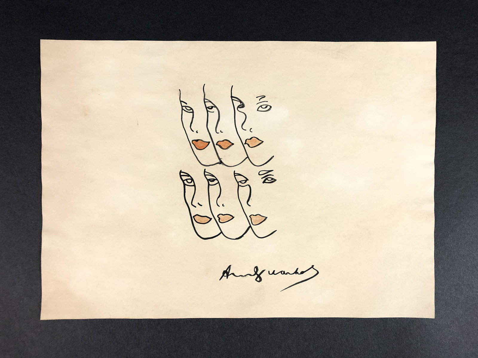 Andy Warhol (1928-1987) - Style of - Mixed Media: This lot consists of an unframed ink and watercolor illustration on paper, done in the Pop Art style of modern artist Andy Warhol (American, 1928-1987). "Andy Warhol" is hand painted at bottom of comp