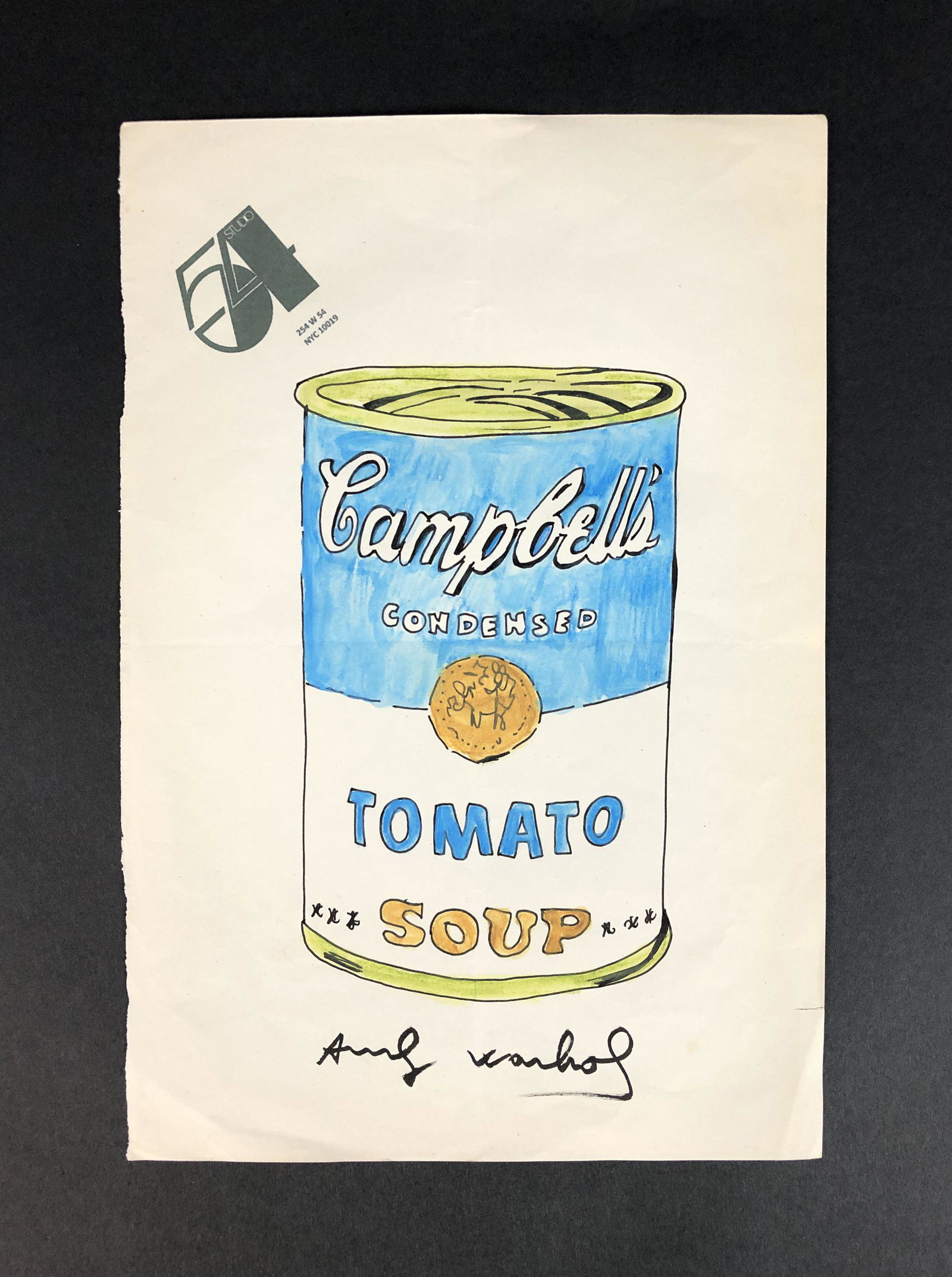 Andy Warhol (1928-1987) - Style of - Mixed Media: This lot consists of an unframed ink and watercolor illustration on paper, done in the Pop Art style of modern artist Andy Warhol (American, 1928-1987). "Andy Warhol" is hand painted at bottom of comp