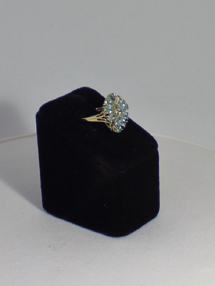Aquamarine Ring 10 Oval Cut & 1 Round Cut in 10K Yellow (1 of 3)