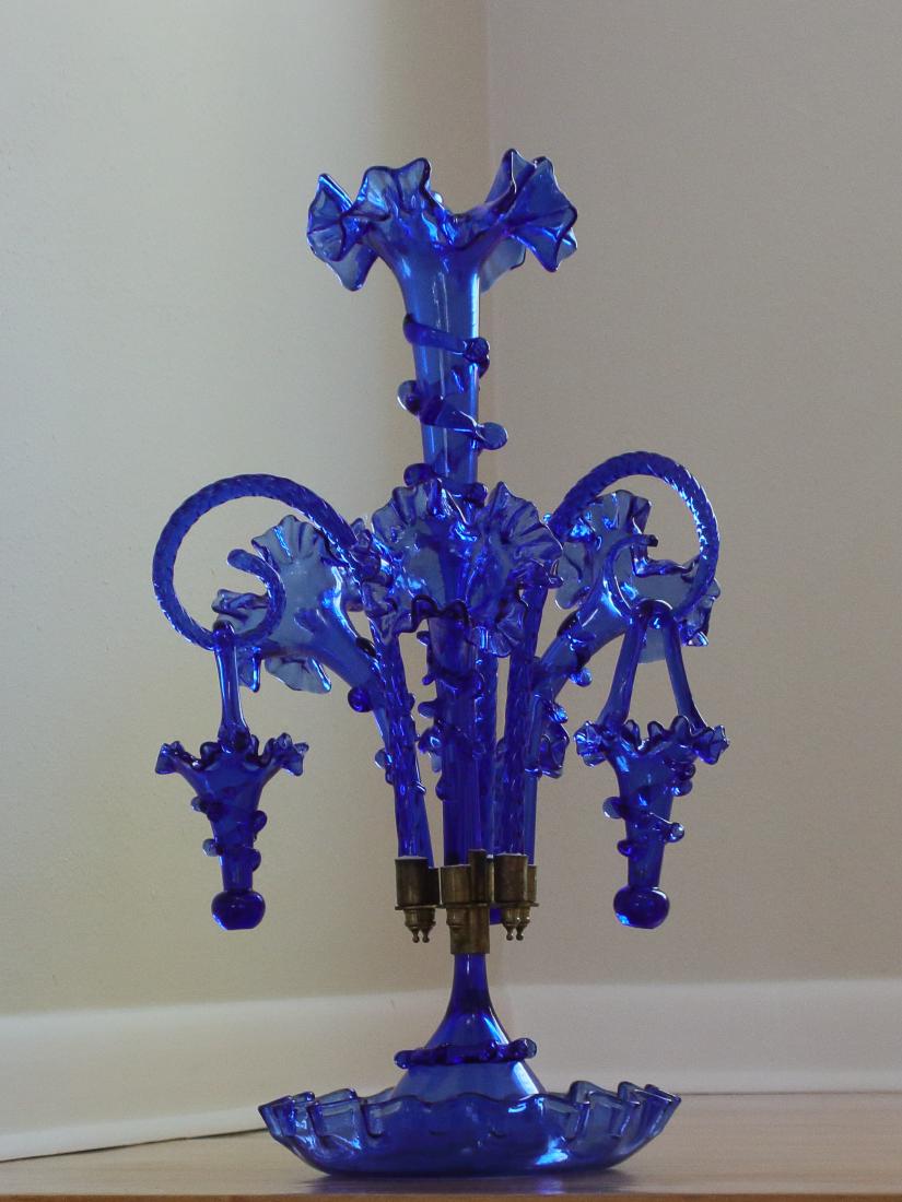 Grand Cobalt Glass Epergne - Victorian Period : 大 (1 of 2)