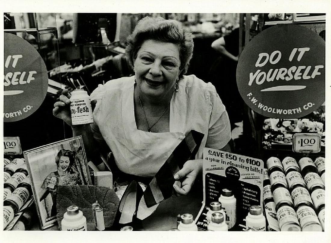 WILLIAM KLEIN, "Do it Yourself.": WILLIAM KLEIN, "Do it Yourself." 7 x 9 ¼ - inch gelatin silver print on Kodak paper, with a label verso "New York 1954-55" from "La Caixa" in Madrid. It indicates that this was published on "P. 41."