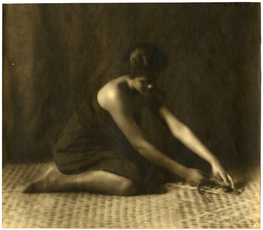 Caroline Haskins Gurrey, "Tahitian-Hawaiian" (1909) `10: Caroline Haskins Gurrey, "Tahitian-Hawaiian" (1909) `10 ¾ x 12 - inch bromide print. Title in Gurrey's hand, Signed by her in the lower right, her blndstamp in the lower left. This subject is sometim