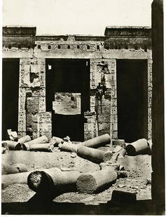 Maxime du Camp, āThĆØbes. MĆØdinet-Habou,: Maxime du Camp, āThĆØbes. MĆØdinet-Habou,ā Plate 51 from Ćgypte, Nubia, Palestine, Syria, 1852. Salt print by Blanquart-Evrard on original album page, 8 ½ x 6 ½ inches on 16 x 11 sheet. A very
