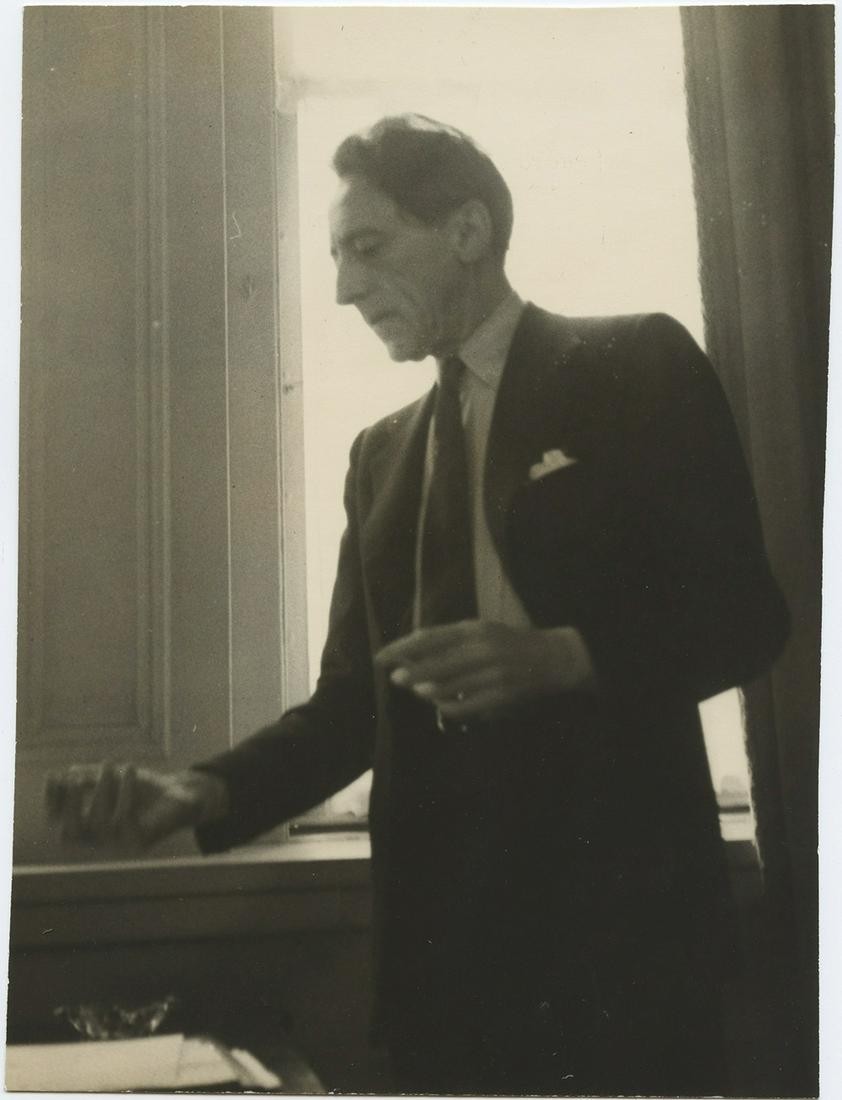 Ed Feingersh. Jean Cocteau in New York: Ed Feingersh. Jean Cocteau in New York. 1948. Matte warm toned vintage gelatin silver print, 9 1/8 x 6 ¼- inches. Cocteau was in New York in connection with his film BEAUTY AND THE BEAST (1946.) He i