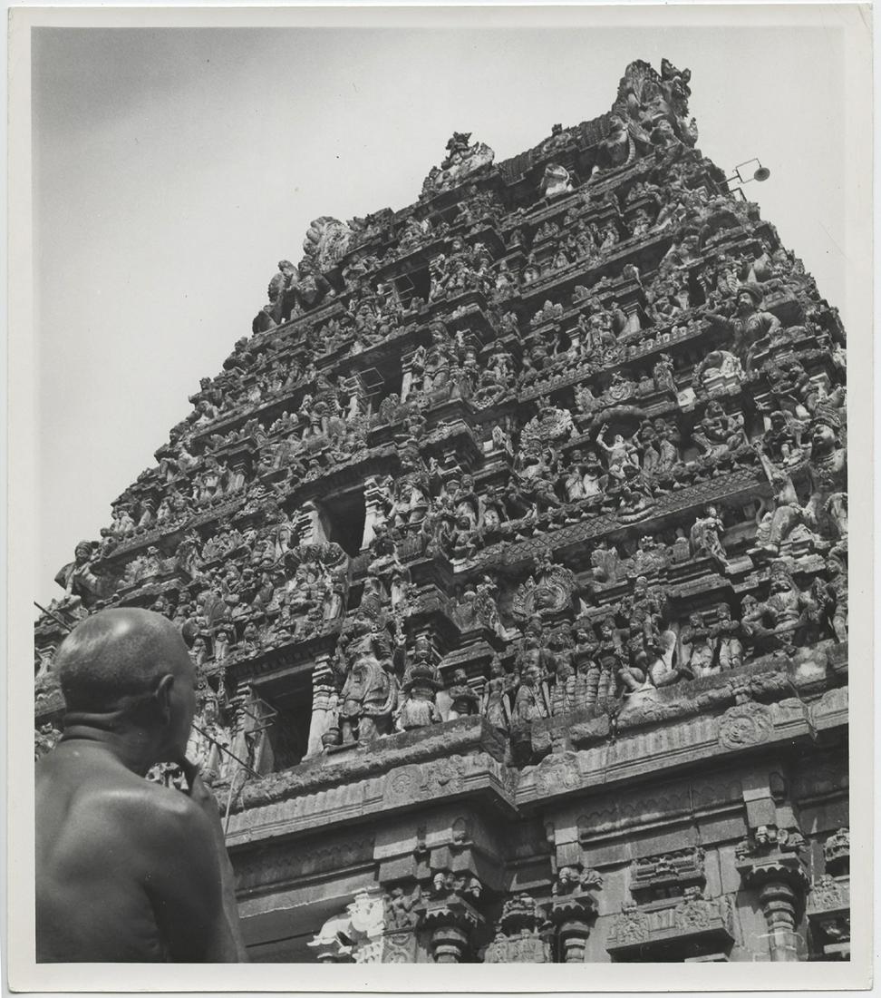 John Gutmann. Four architectural scenes, India, 1945: John Gutmann. Four architectural scenes, India, 1945. 10 x 8 gelatin silver prints. All have Gutmann’s PIX stamp and titles in pencil in his hand-- “Gateway Tower of Parthasavath Temple Ma