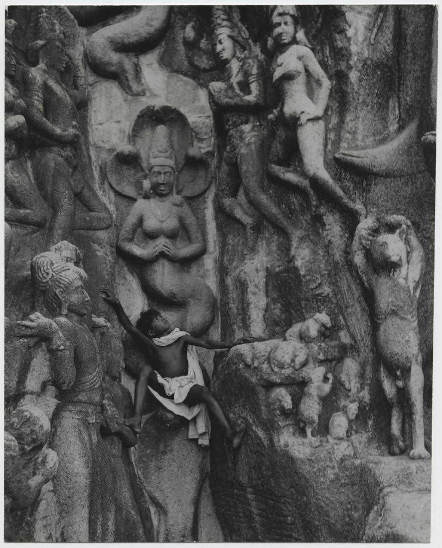 John Gutmann. Hindu Temple at Madras: John Gutmann, Hindu Temple at Madras. 10 x 8 inch ferrotyped gelatin silver print on single weight paper, 1945. Gutmann photographed in India while working with the U.S. Office of War Information psyc