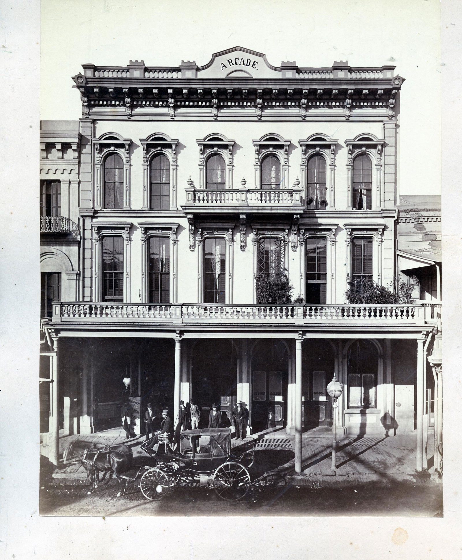 CARLETON WATKINS, ATTRIBUTED. Arcade Hotel, Sacramento. (1 of 1)