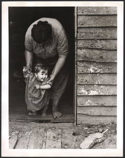 ARTHUR ROTHSTEIN, “Mrs. Dodson Old-Rag Virginia.”: ARTHUR ROTHSTEIN, “Mrs. Dodson Old-Rag Virginia.” Vintage silver print, 12 3/4 x 9 ¾ inch print on a 14 x 11 inch sheet, 1935, printed later. The title and date are on the verso, wi