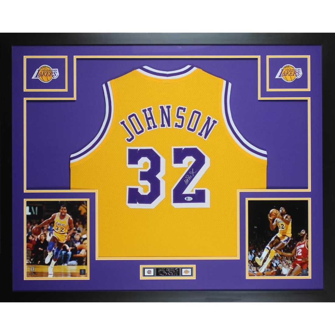 Magic Johnson Signed Custom Framed Jersey Display (Beckett) (1 of 1)