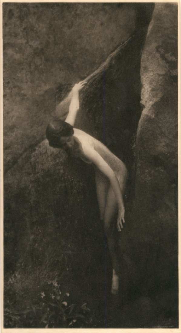 "THE CLEFT OF THE ROCK" BY ANNE BRIGMAN.: "THE CLEFT OF THE ROCK" BY ANNE BRIGMAN. Photogravure from Camera Work. 9 ¼ x 5 1/8- inch image on 11 ½ x 8- inch sheet. Negative made 1907, gravure made 1912. A very fine example of this print. [4]