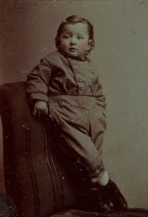 YOUNG MEN & BOYS, 4 images: YOUNG MEN & BOYS, 4 images. a) A young boy stands with legs crossed. Nice CDV-size tintype in frame from a Boston framer. [4] b) A youth holds his hat. 1/9 plate ambrotype on ruby glass in full case. 
