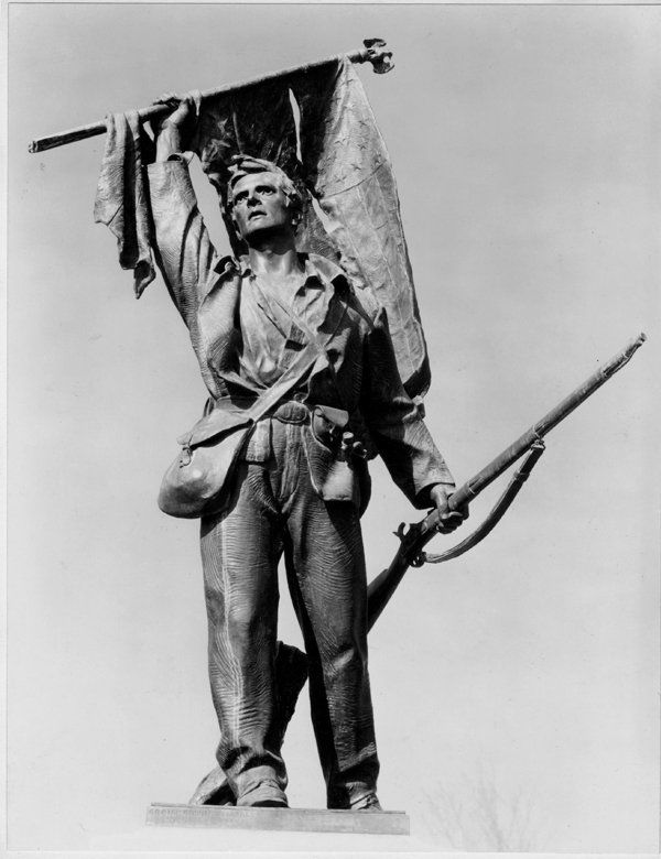 WALKER EVANS, BATTLEFIELD MONUMENT AT VICKSBURG, 1936,: WALKER EVANS, BATTLEFIELD MONUMENT AT VICKSBURG, 1936, 9 x 7 1/4- inch gelatin silver print, dry mounted to a board mount. Evans’ stamp is on the verso with the numbers “111” and “159” writt