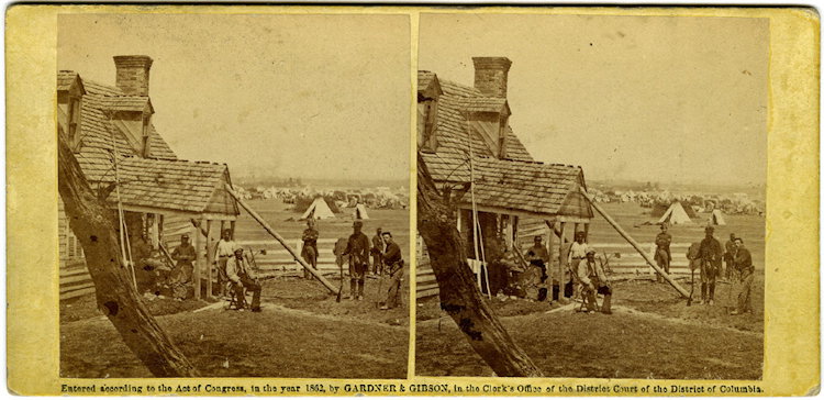 Farnhold’s House, by James E. Gibson. 2 views C. 1862: Farnhold’s House, by James E. Gibson. 2 views C. 1862 by Gardner & Gibson. Published by Gardner, credit to Gibson. No. 364. “View of Battery No. 1, at Farnhold’s House, York River, Mounting one 