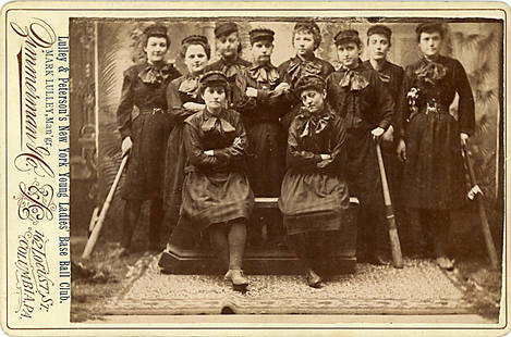 A women’s baseball club. Lulley & Peterson’s New York: A women’s baseball club. Lulley & Peterson’s New York Young Ladies’ Base Ball Club. 10 women in uniform, 3 bats. Cabinet by Zimmerman & Co., Columbia, Pennsylvania