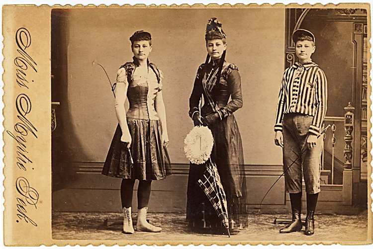 The champion woman horseback rider.: The champion woman horseback rider. This is Miss Mirlie Peek, of Mandon, Michigan, “Champion Long Distance and Roman Standing Lady Rider of the World.” There are three poses in different costumes.