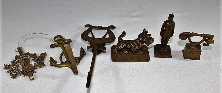 Lot of Brass Trinkets-includes signed Violin ornament (1 of 10)