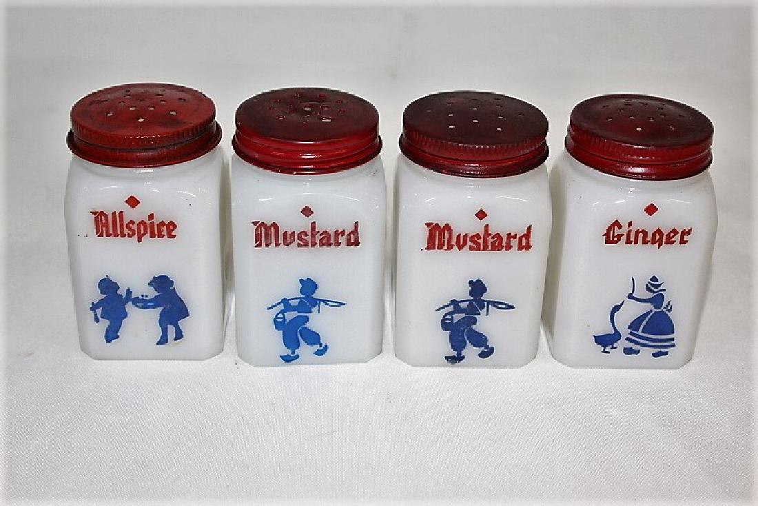 white milk glass spice jars