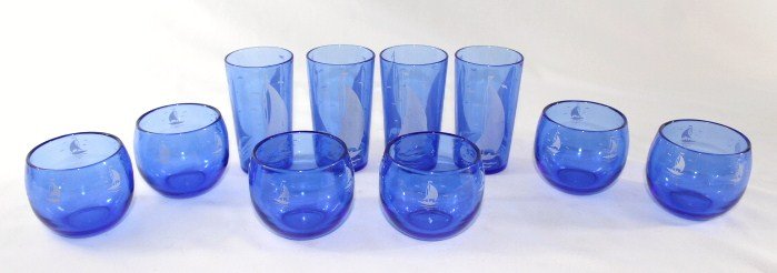 Hazel Atlas Sailing Glasses - 2 sizes: 4 measure 3 3/4 inches tall, 6 measure 2 1/2 inches tall by 2 1/2 inches diameter