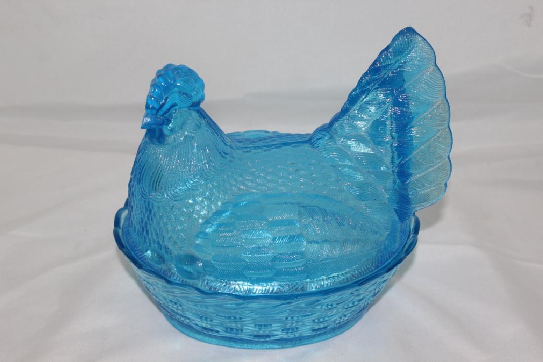 Turquoise Blue Large Nesting Chicken: measures about 8 inches tall by 7 inches wide