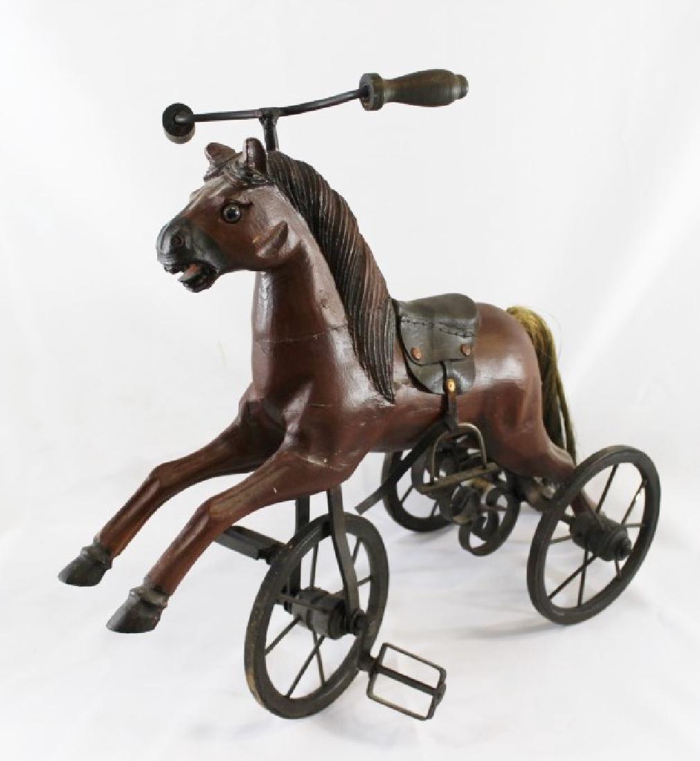 Vintage Wood Iron Horse Tricycle Toy Oct 21, 2017 Auctions by Adkins, LLC in FL
