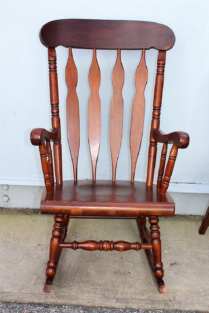 Nice Wood Brown Rocking Chair: unmarked rocking chair