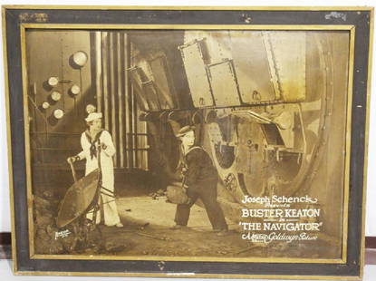 Rare 1924 Buster Keaton "The Navigator" movie poster: measures about 44 inches wide by 33 1/2 inches tall; believed to have been released for a limited distribution for the 1924 film The Naviagtor starring Buster Keaton