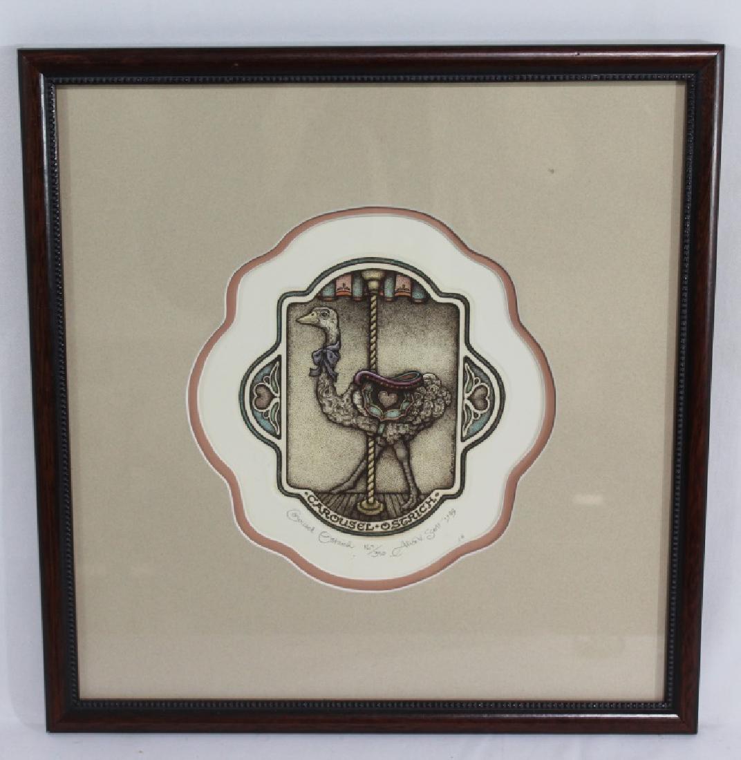 Etching - Alice V. Scott  - Carousel Ostrich (1 of 4)